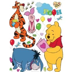 Disney Muursticker - Winnie De Poeh - Oranje, Geel, Blauw En Roze