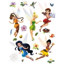 Disney Muursticker - Feeën - Groen, Geel, Rood En Blauw - 65 X 85 Cm - 600193